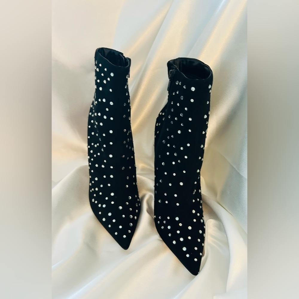 Express Black Studded Heeled Ankle Boots - Picture 8 of 8